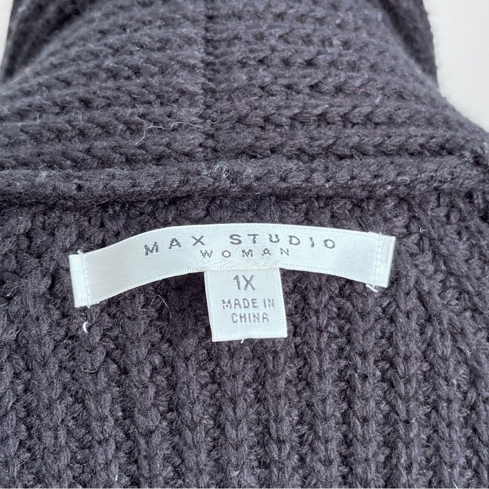 Max Studio Woman Black Cable Knit acrylic/wool blend open cardigan size 1X - Picture 5 of 6